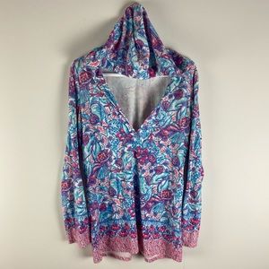 Lilly Pulitzer Higgs terry cloth floral seashell graphic cotton cover-up M